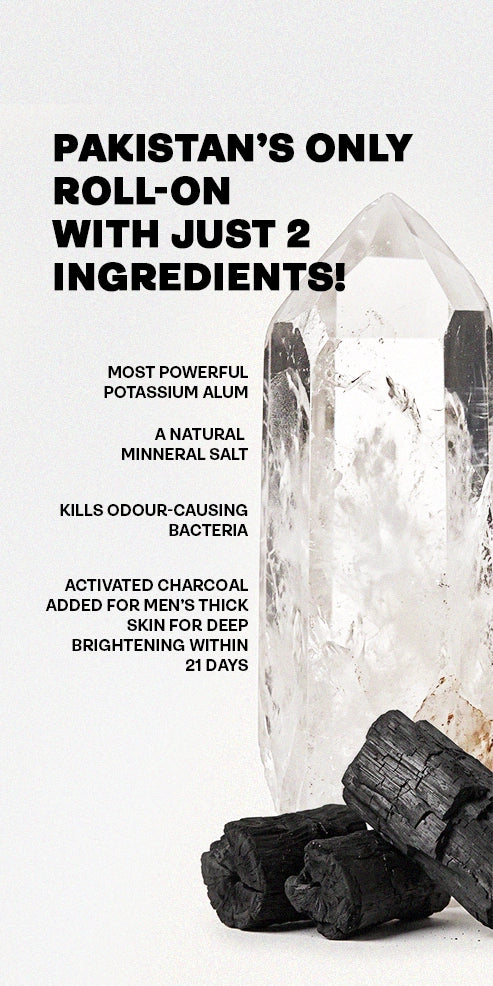 Alum Infused Crystal Roll-On Stick - Charcoal